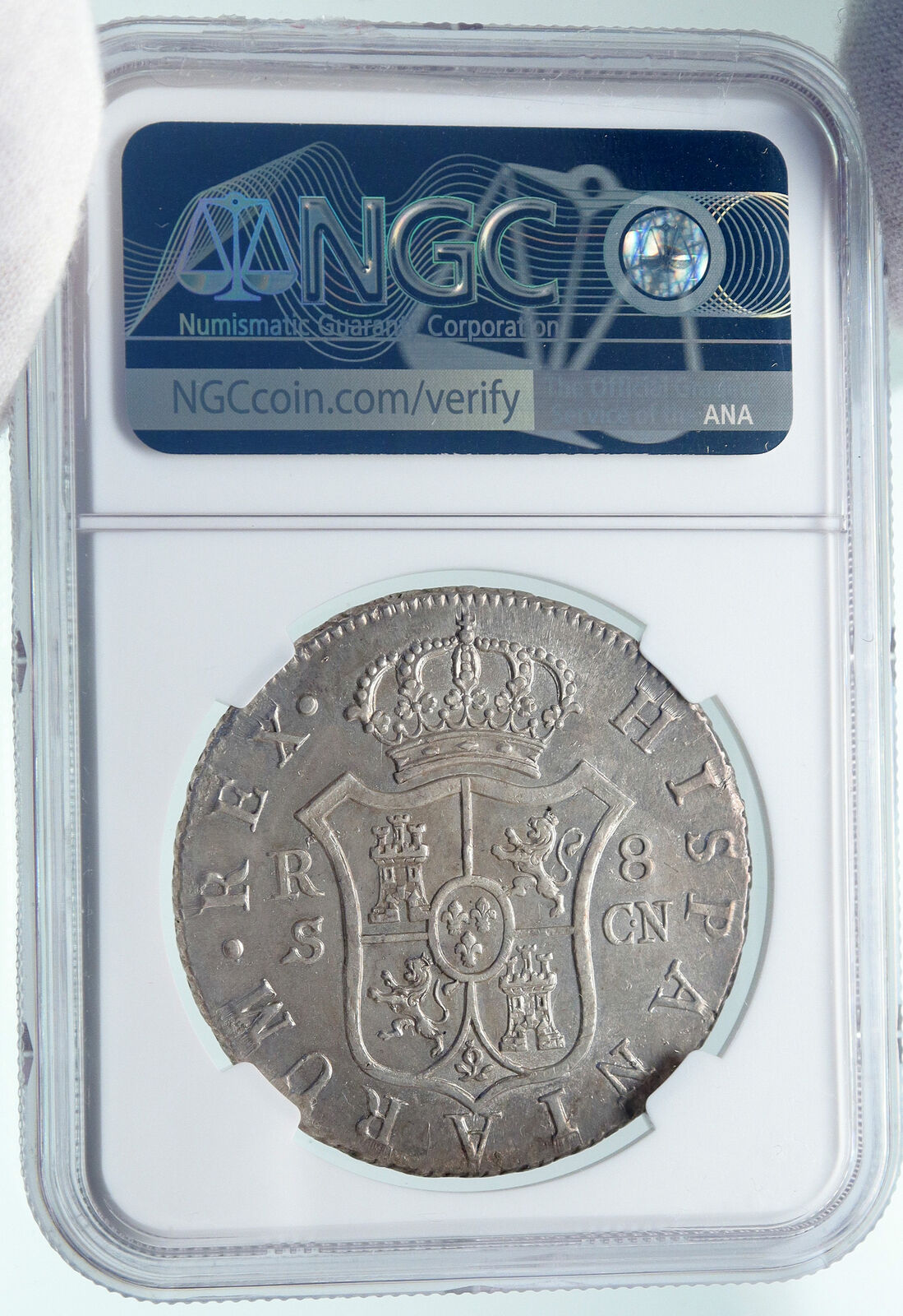 1803 S CN SPAIN King CHARLES IV Antique Silver 8 Reales Spanish Coin NGC i86636