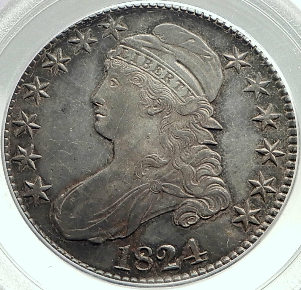 1824 UNITED STATES Capped Liberty Bust Half Dollar Silver US Coin PCGS AU i75903