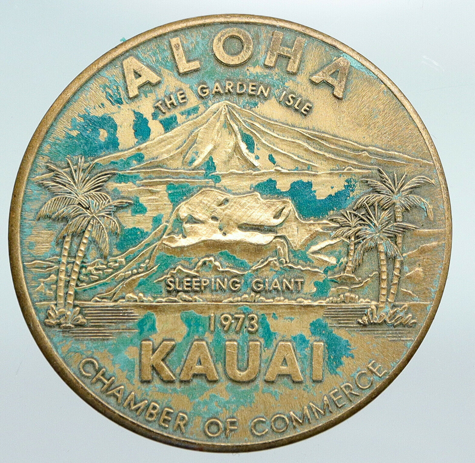 1973 UNITED STATES KAUAI Hawaii SLEEPING GIANT Prince Kuhio Medal Dollar i90769