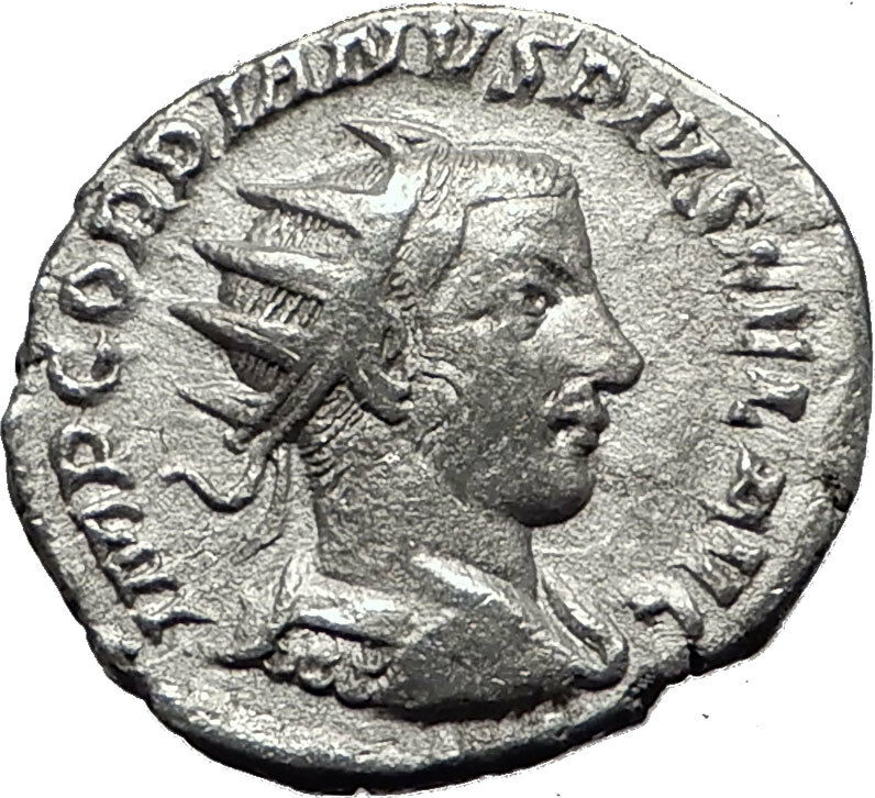 GORDIAN III 243AD Silver Authentic Genuine Ancient Roman Coin SOL SUN i59498