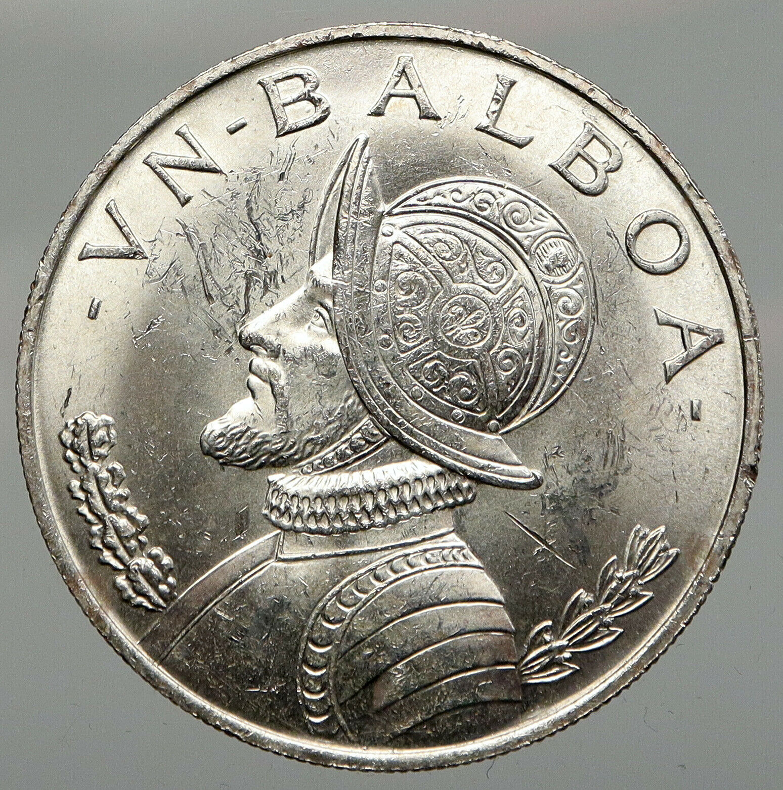 1966 PANAMA Large Silver CONQUISTADOR Old VINTAGE Silver BALBOA Coin i92956