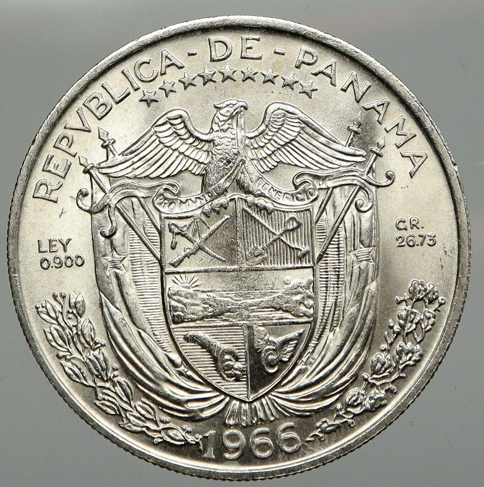 1966 PANAMA Large Silver CONQUISTADOR Old VINTAGE Silver BALBOA Coin i92955