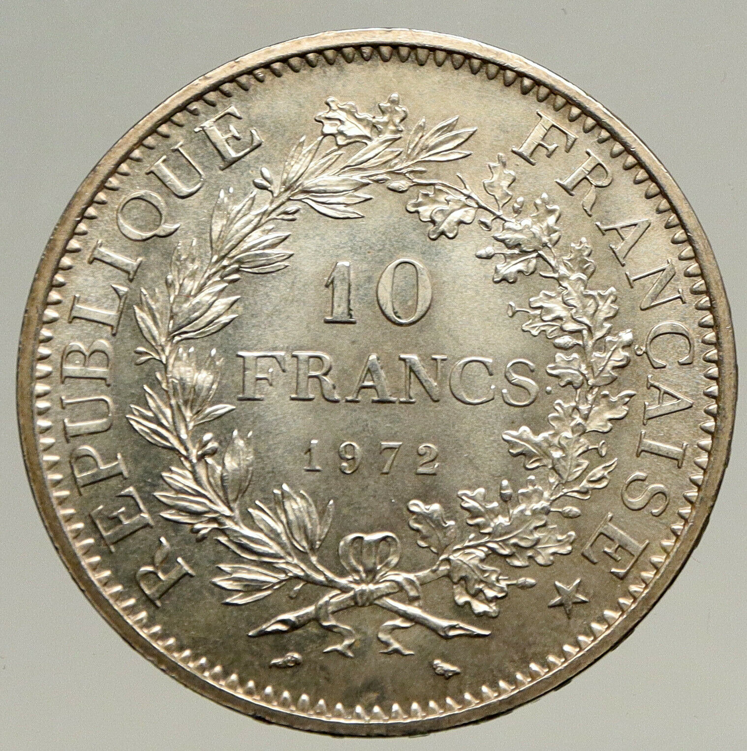 1972 FRANCE Large HERCULES Motto VINTAGE Old Silver 10 FRANCS French Coin i93465