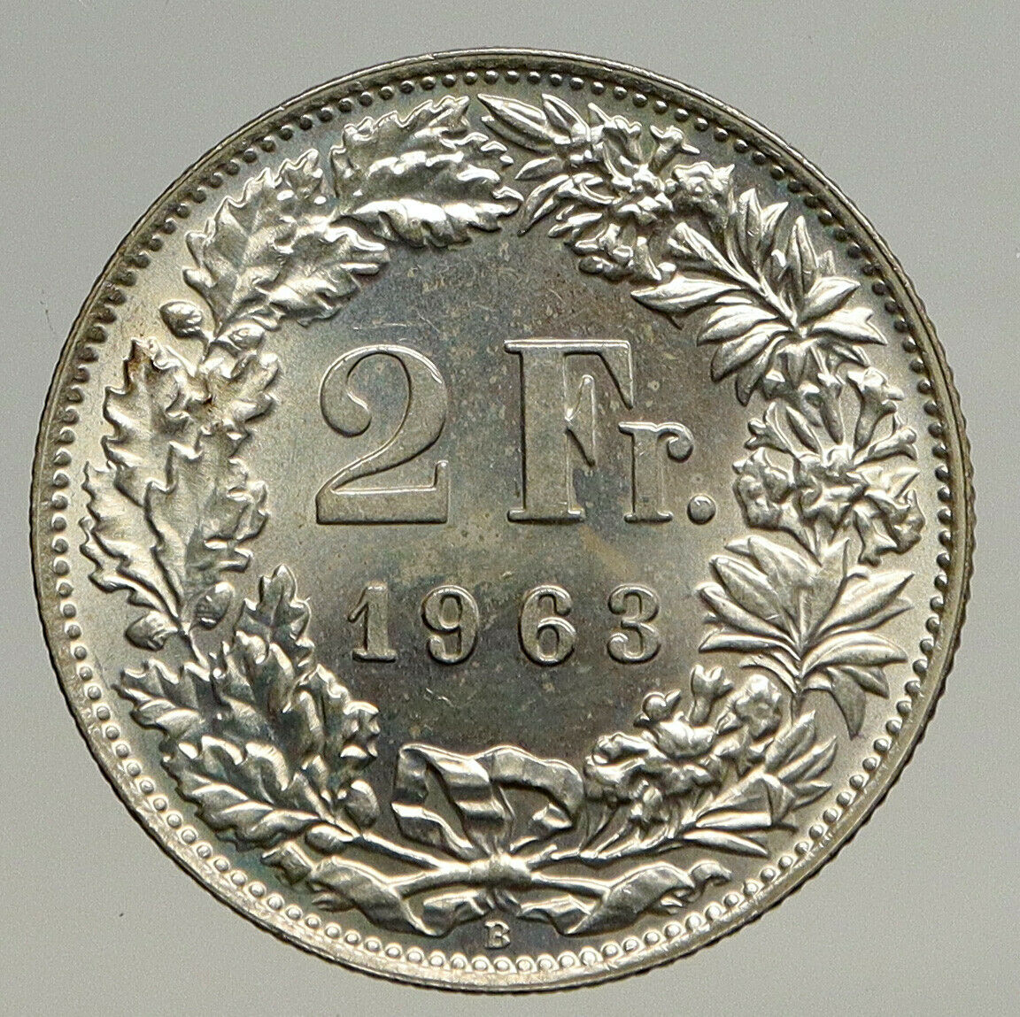 1963B SWITZERLAND - SILVER 2 Francs Coin HELVETIA Symbolizes SWISS Nation i93714