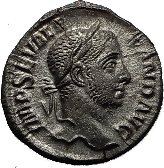 SEVERUS ALEXANDER 228AD Rome VIRTUS Authentic Ancient Silver Roman Coin i60630