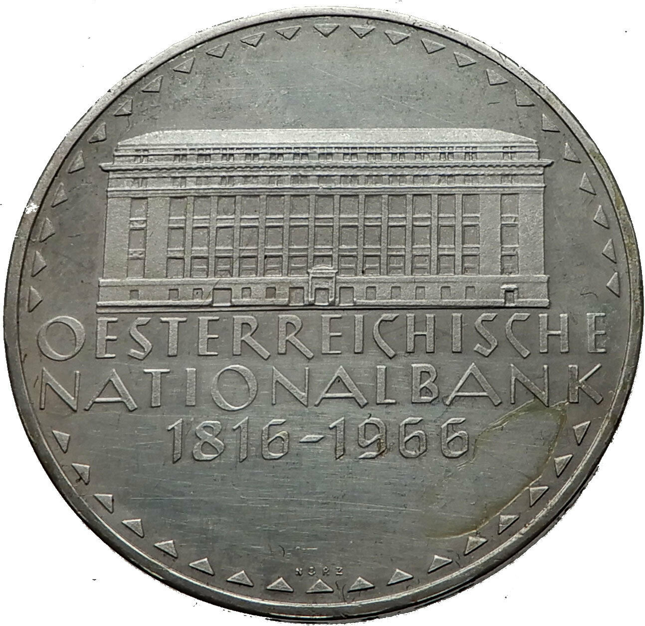 150 Years of NATIONAL Bank of AUSTRIA 1966 50 Schilling LARGE Silver Coini 60805