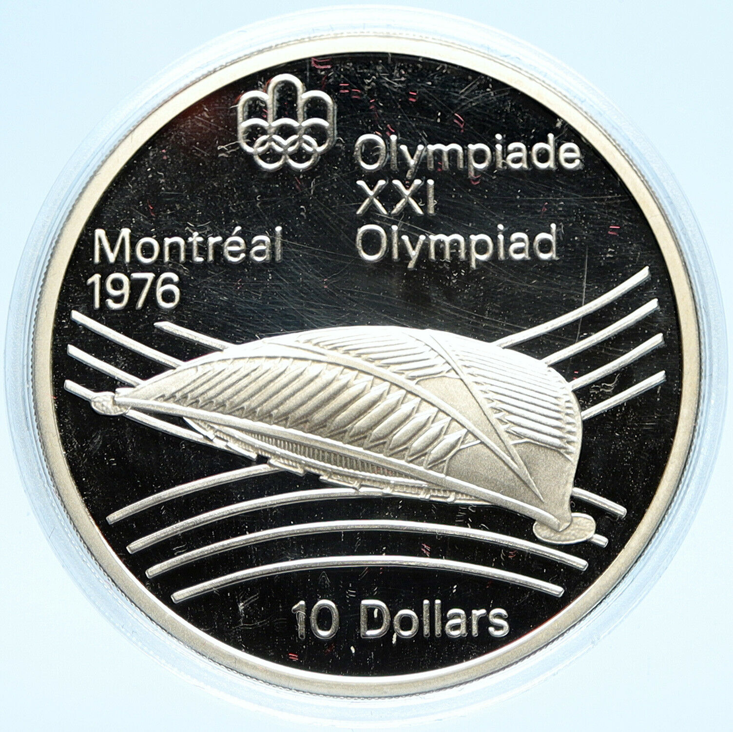 1976 CANADA Elizabeth II Olympic Montreal VELODROME Proof Silver 10 Coin i98954