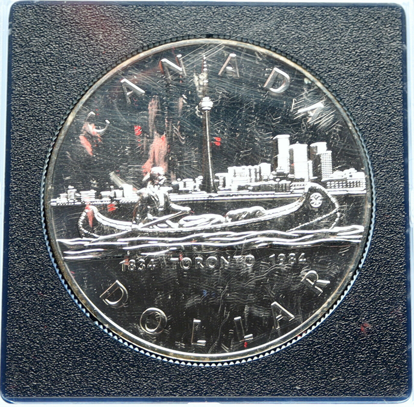 1984 CANADA UK Elizabeth II Canoe in Toronto 150Y Proof-like Silver Coin i98959