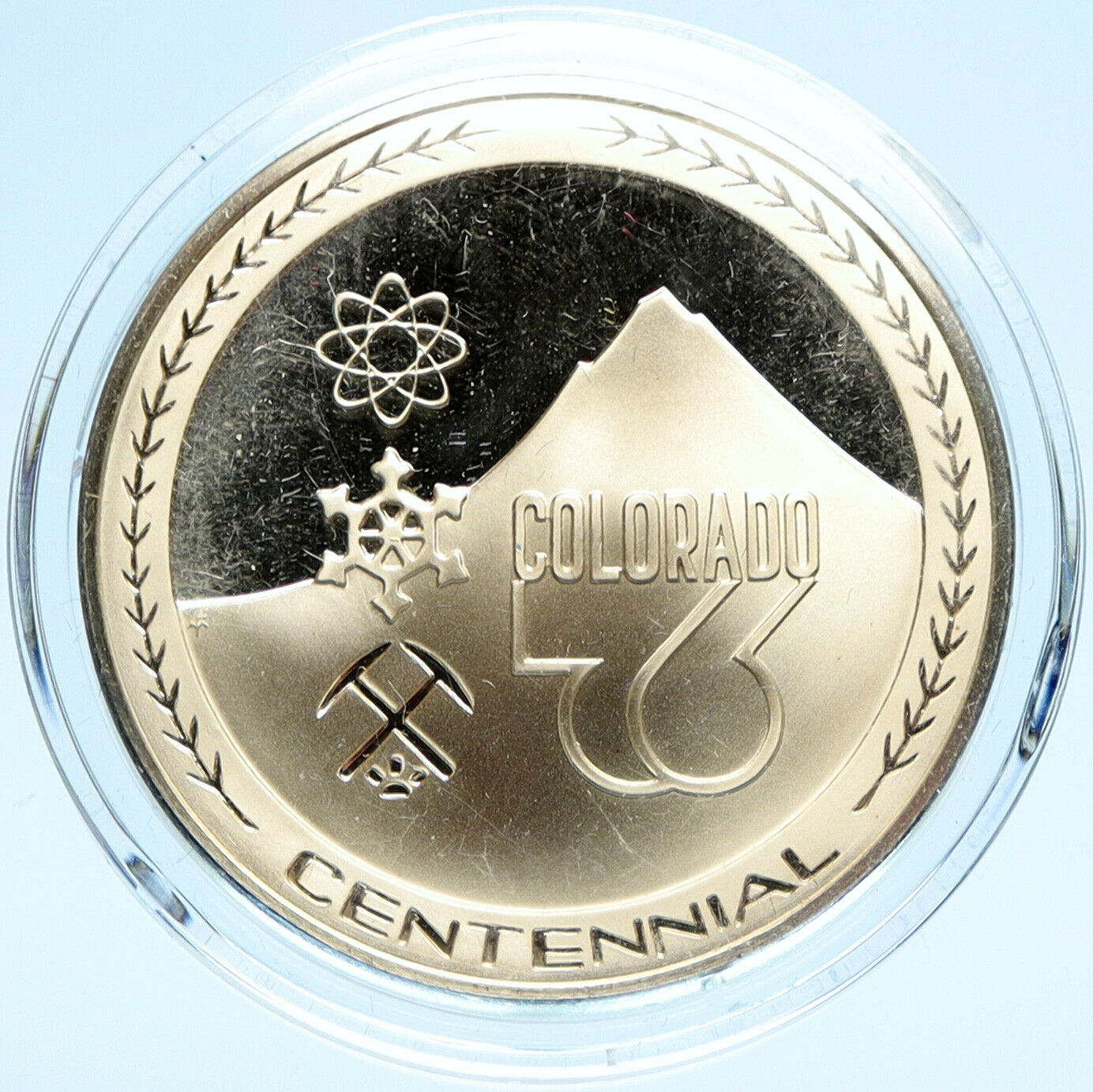 1976 UNITED STATES US 200Y COLORADO 100Y Mountain ATOM Proof Silver Medal i98965