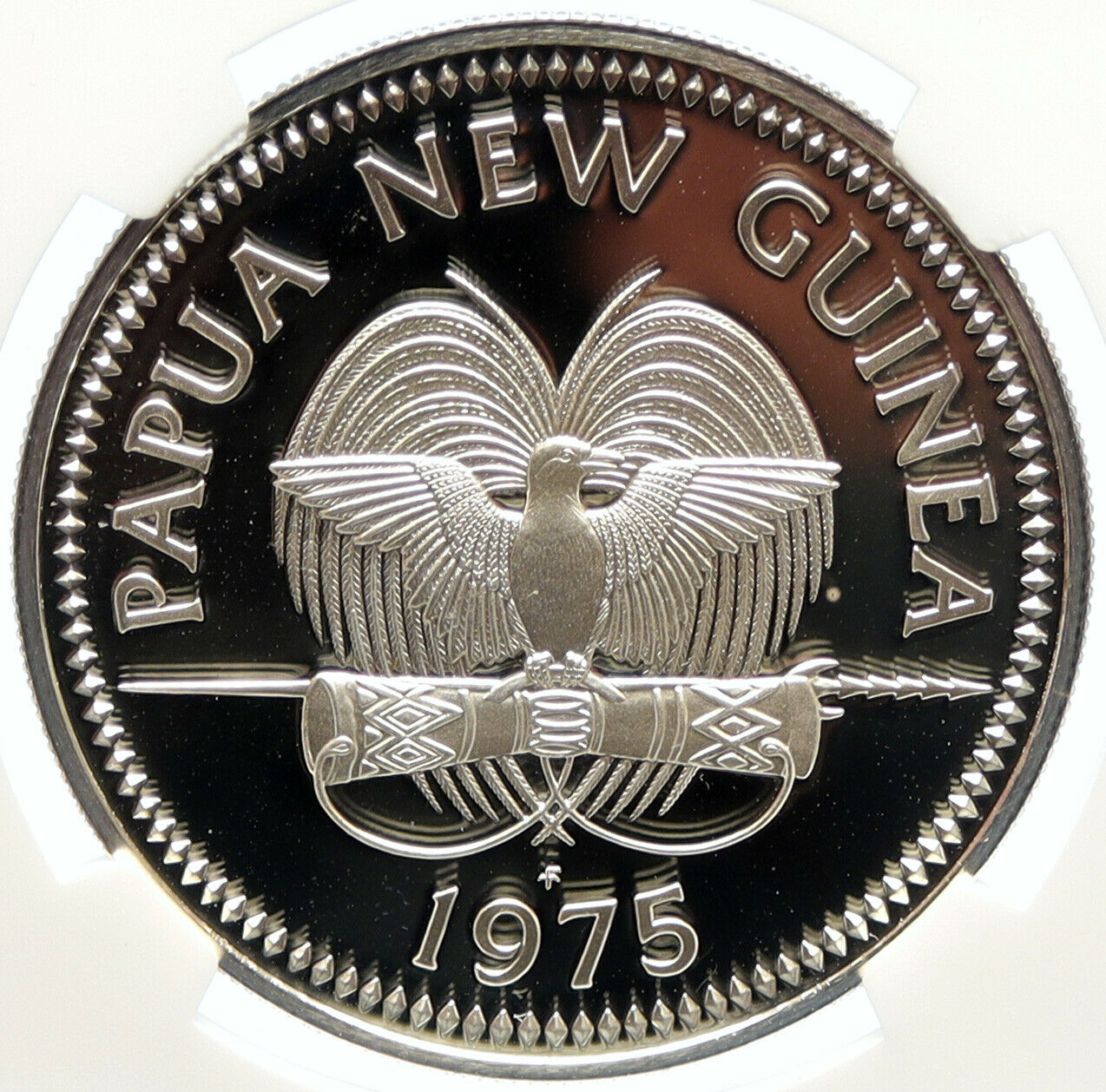 1975 PAPUA NEW GUINEA w PAPUAN Harpy EAGLE Proof Silver 5 Kina Coin NGC i99681