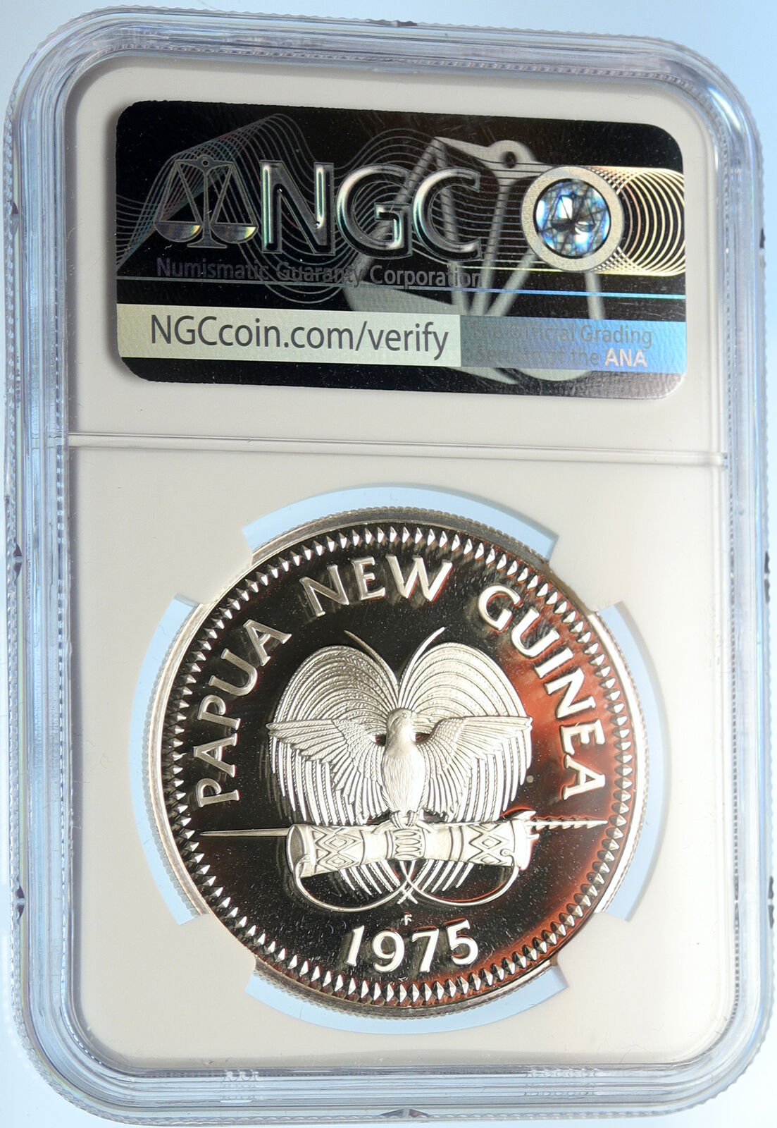 1975 PAPUA NEW GUINEA w PAPUAN Harpy EAGLE Proof Silver 5 Kina Coin NGC i99681