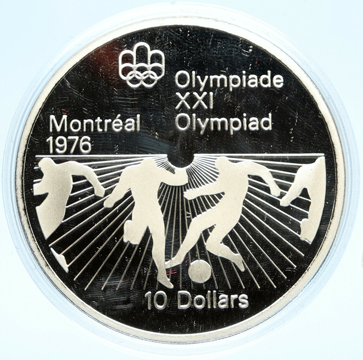 1976 CANADA Elizabeth II Olympics Montreal FOOTBALL Proof Silver 10 Coin i98955