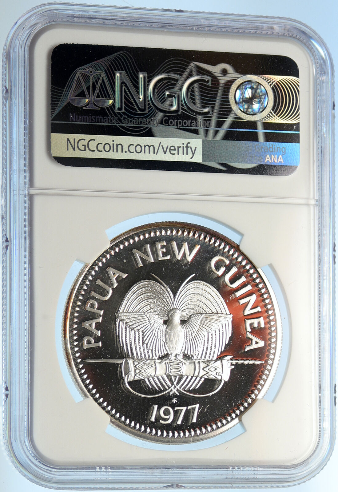 1977 PAPUA NEW GUINEA w PAPUAN Harpy EAGLE Proof Silver 5 Kina Coin NGC i99682