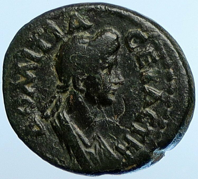 DOMITIA wife of DOMITIAN 81AD Cadi in Phrygia ARTEMIS STATUE Roman Coin i110191