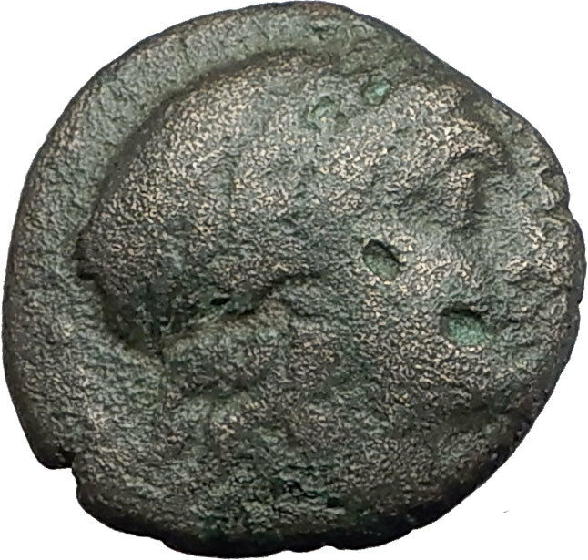 MYRINA in AEOLIS 2-1cBC Authentic Ancient Greek Coin APOLLO AMPHORA LYRE i63224