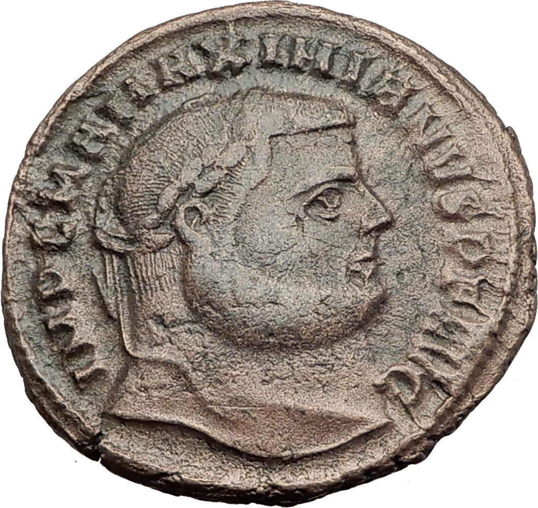 MAXIMIAN 300AD Big Follis Authentic Genuine Ancient Roman Coin Genius i63203