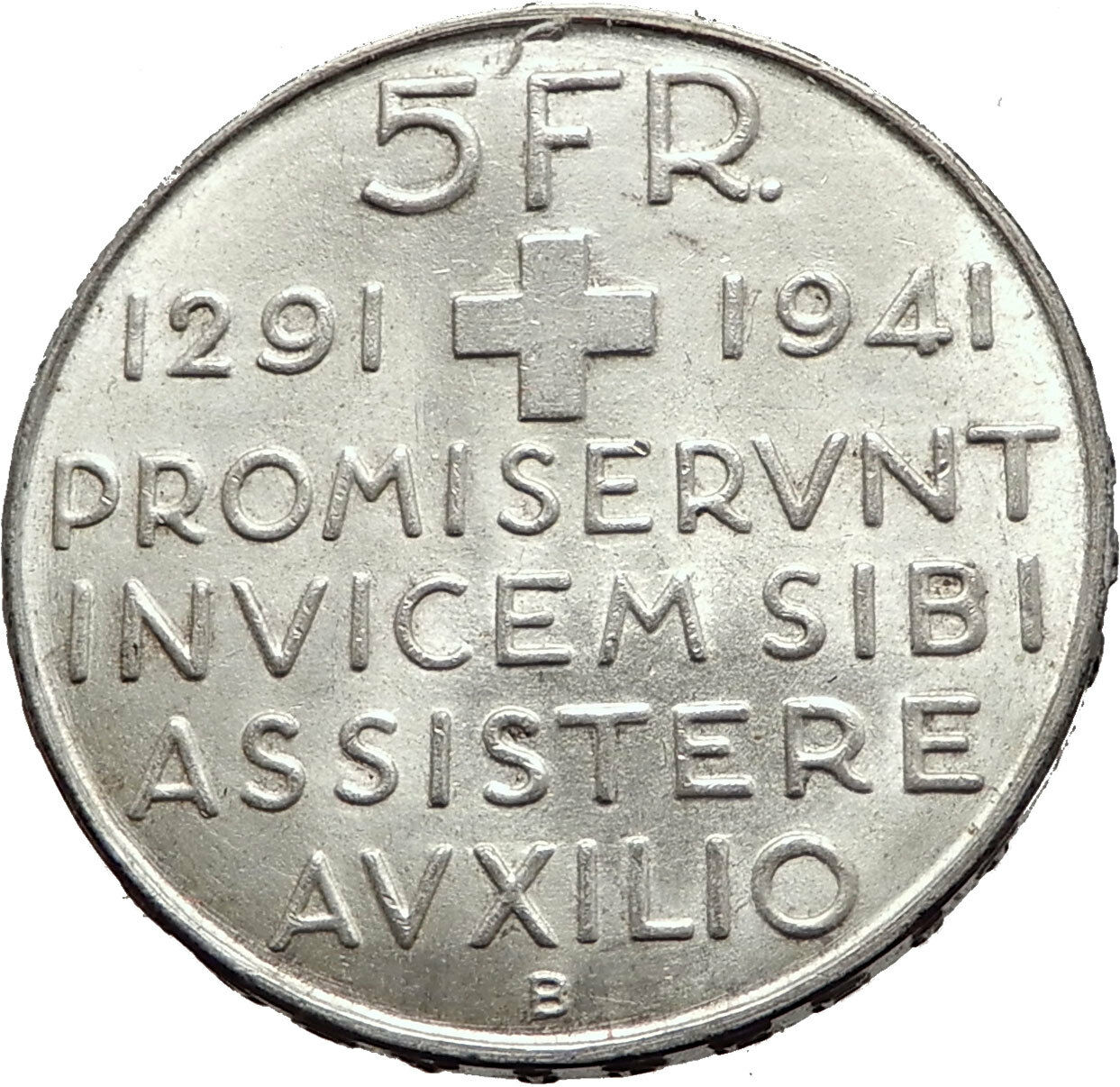 1941 SWITZERLAND Silver 5 Francs Coin 650th Anniversary Original Cantons i63522