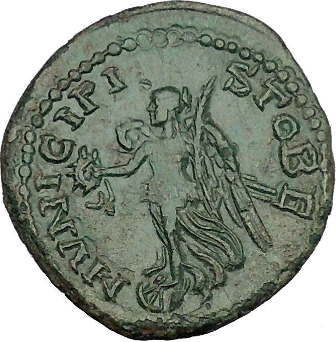 CARACALLA 198AD Stobi Macedonia Nike Victory Authentic Ancient Roman Coin i51586