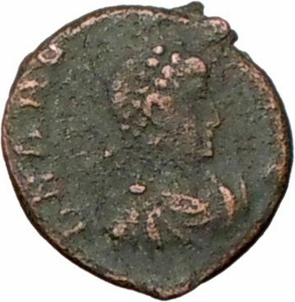 ARCADIUS 383AD Ancient Roman Coin VICTORY Nike Chi-Rho Christ Monogram i25706