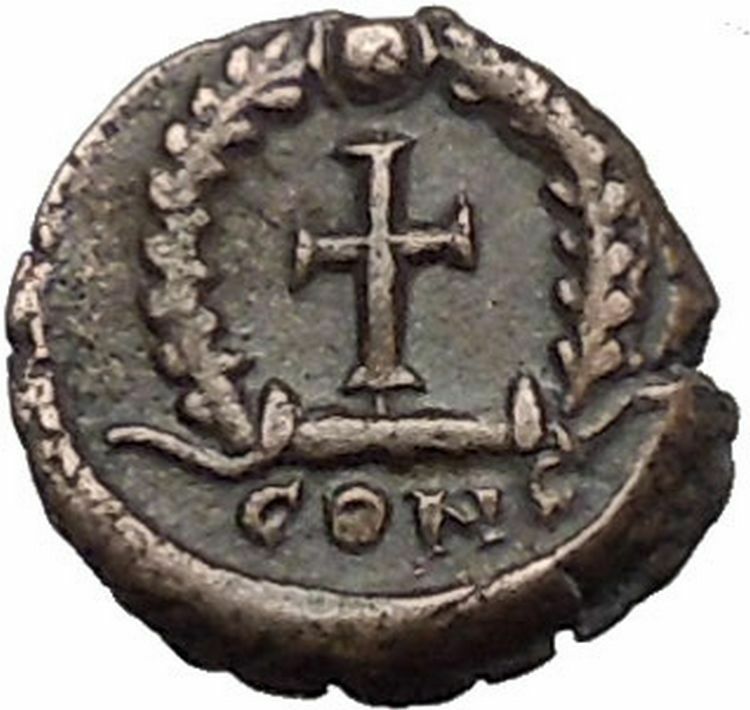 THEODOSIUS II 425AD Authemtic Ancient Roman Coin Cross within wreath i55304