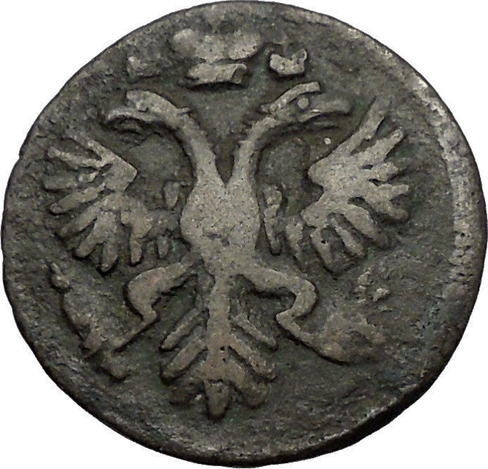 1731 ANNA IVANOVNA Russian Empress Antique Denga 1/2 Kopek Coin Eagle i56452