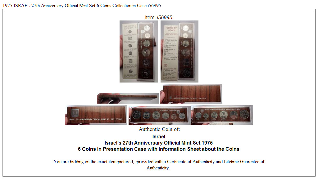 1975 ISRAEL 27th Anniversary Official Mint Set 6 Coins Collection in Case i56995