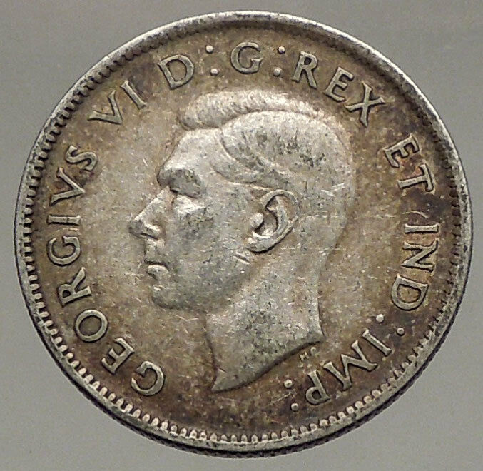 1941 CANADA King George VI of Britain Domains Silver 25 Cent Coin CARIBOU i56641