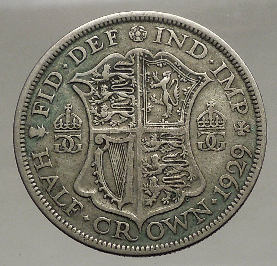 1929 United Kingdom of Great Britain GEORGE V Half Crown Silver Coin i56647