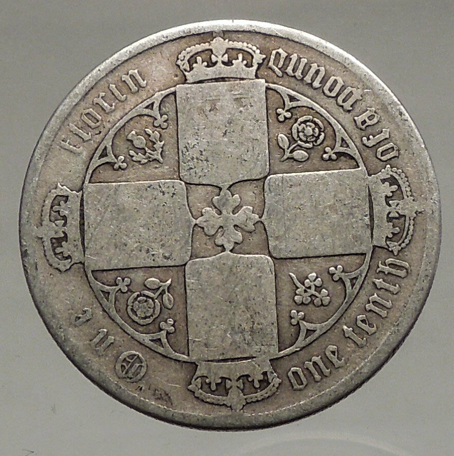 1848-1887 United Kingdom Great Britain VICTORIA Old Silver Florin Coin i56691