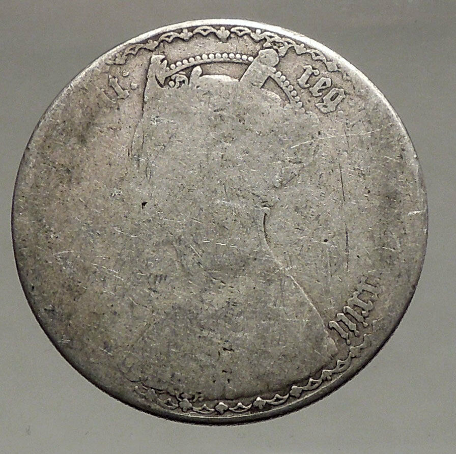 1848-1887 United Kingdom Great Britain VICTORIA Old Silver Florin Coin i56691