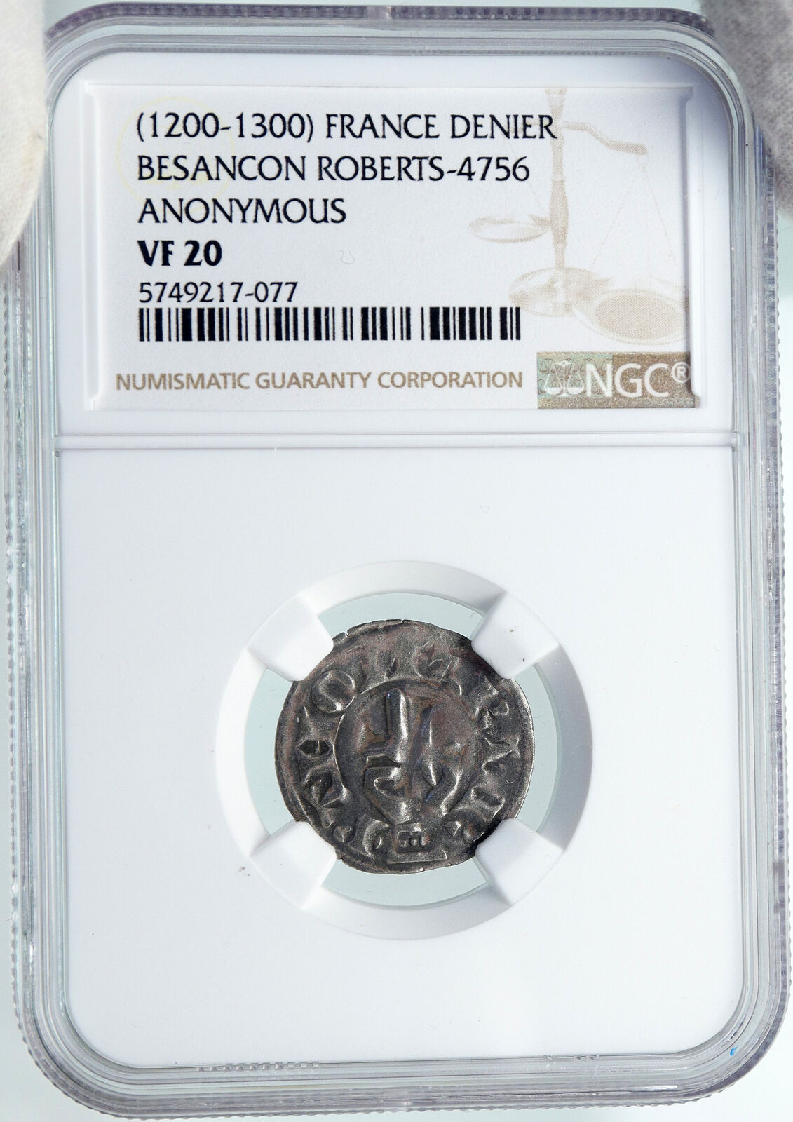 1200AD FRANCE Archbishopric BESANCON Old Silver Denier Medieval NGC Coin i87760