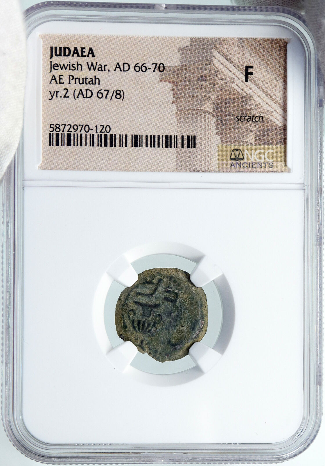 Authentic Ancient JEWISH WAR vs ROMANS 67AD Historical JERUSALEM Coin NGC i87782