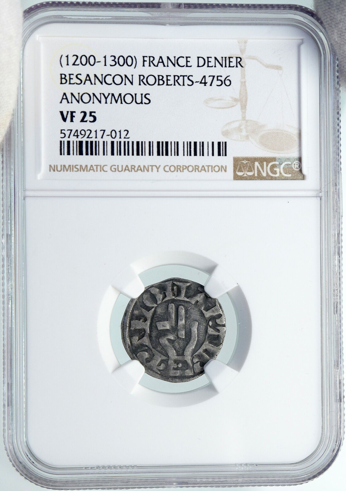 1200AD FRANCE Archbishopric BESANCON Old Silver Denier Medieval NGC Coin i87762