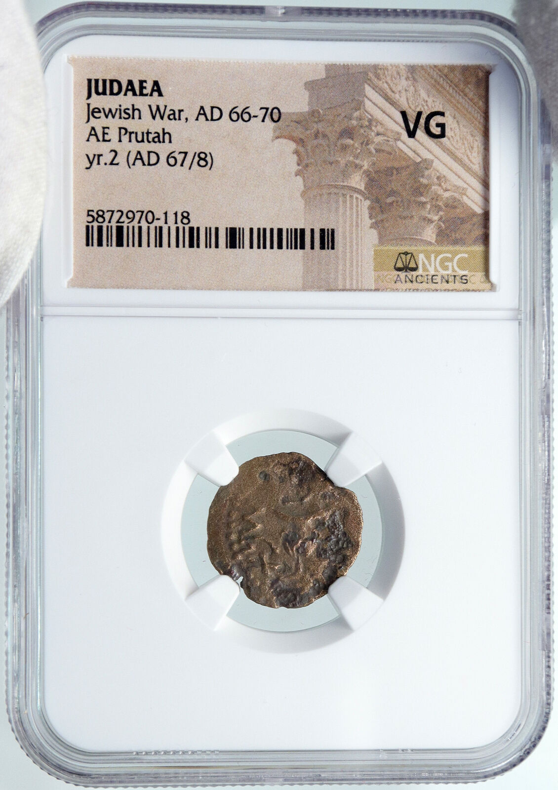 Authentic Ancient JEWISH WAR vs ROMANS 67AD Historical JERUSALEM Coin NGC i87780