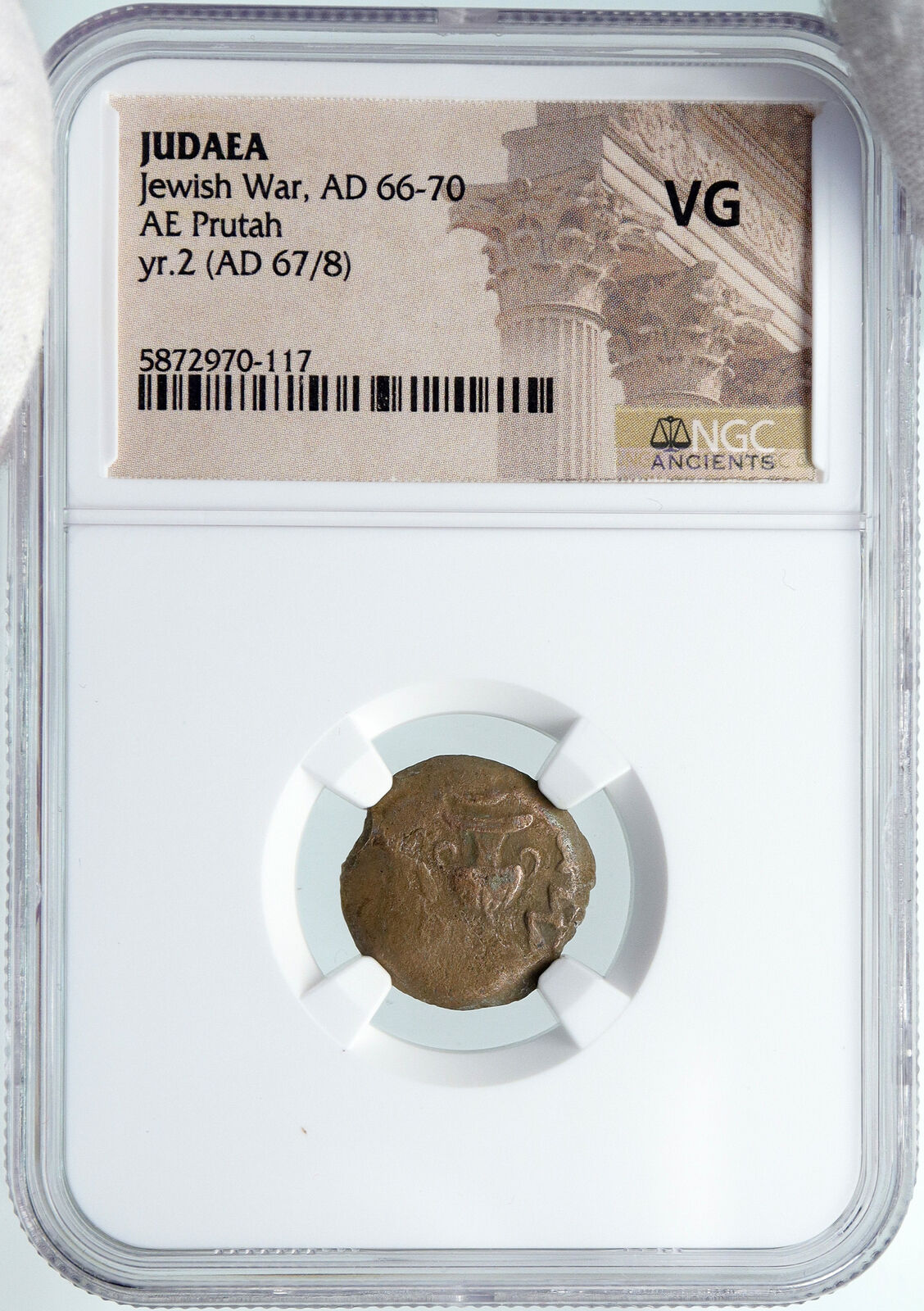 Authentic Ancient JEWISH WAR vs ROMANS 67AD Historical JERUSALEM Coin NGC i87779