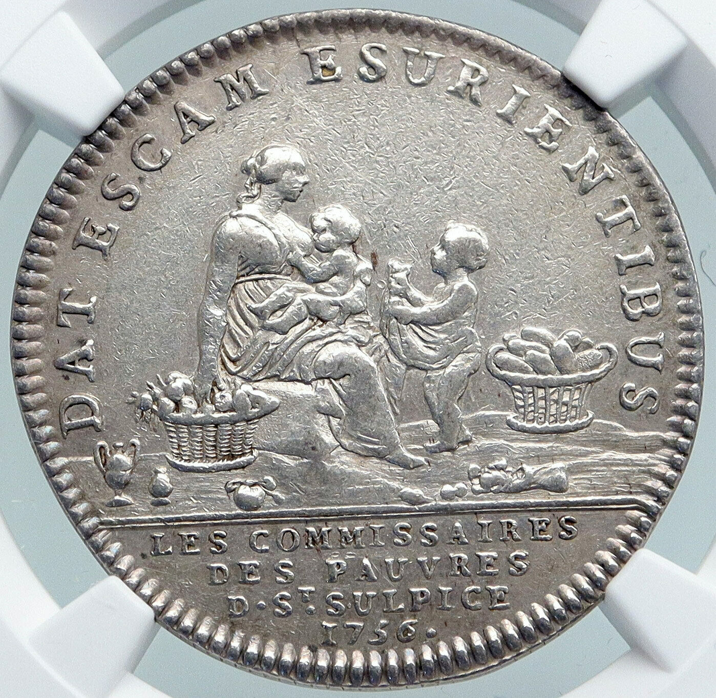 1756 FRANCE Poverty Commissioner SILVER FRENCH Old Jeton Medal Token NGC i87851