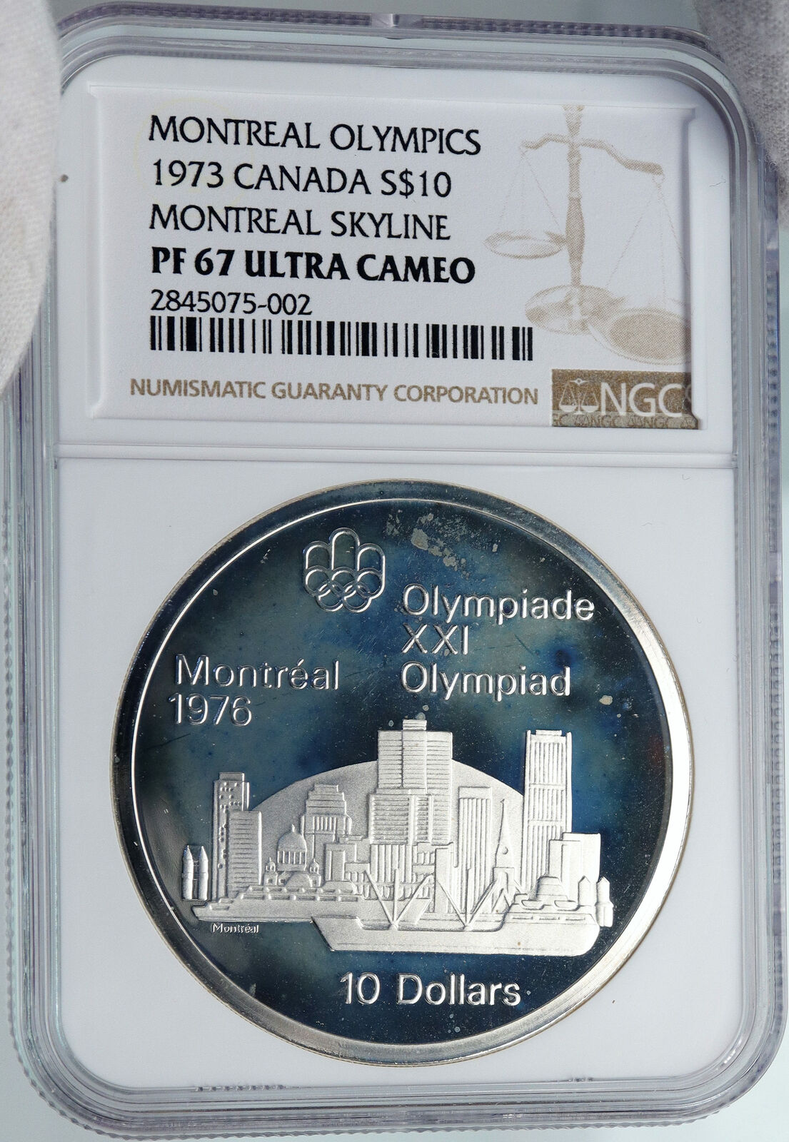 1973 CANADA Elizabeth II Olympics Montreal City PROOF Silver $10 Coin NGC i87830