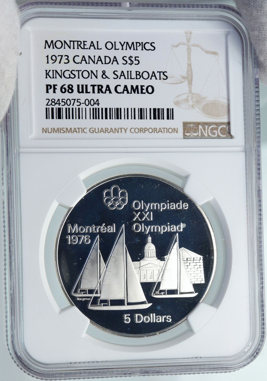 1973 CANADA Elizabeth II Olympics Montreal SAILBOATS PF Silver 5 Coin NGC i87832