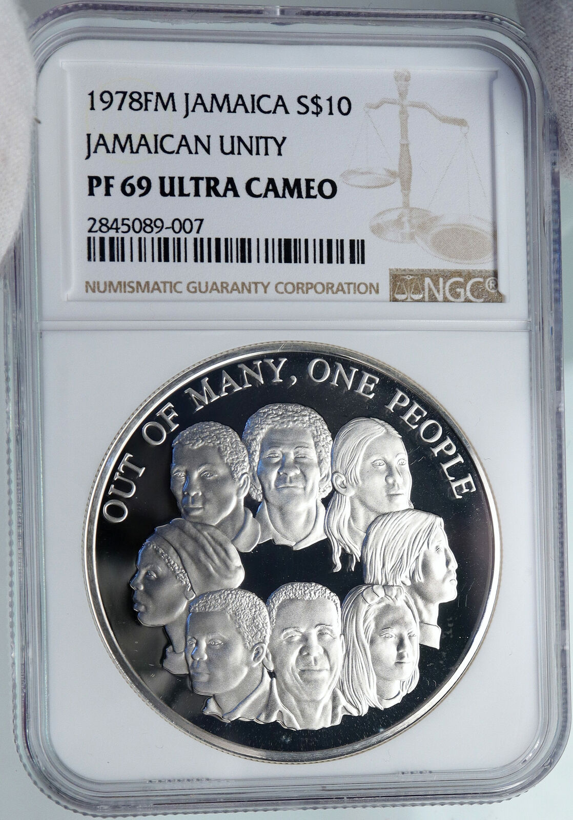 1978 JAMAICA Unity Out of Many - One People OLD PROOF SILVER $10 Coin NGC i87825