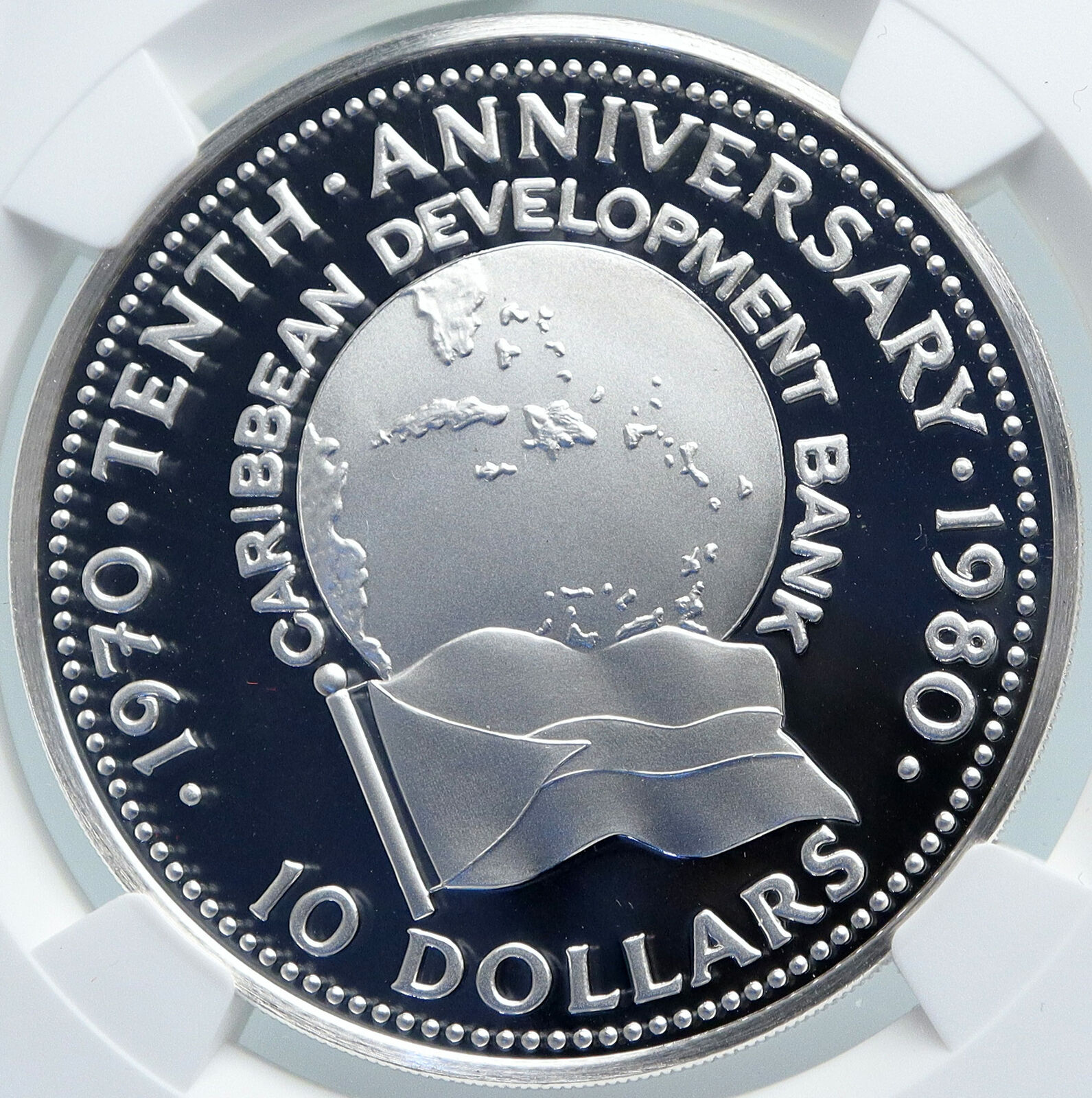 1980 BAHAMAS Caribbean Development OLD Proof Silver 10 Dollars Coin NGC i87833