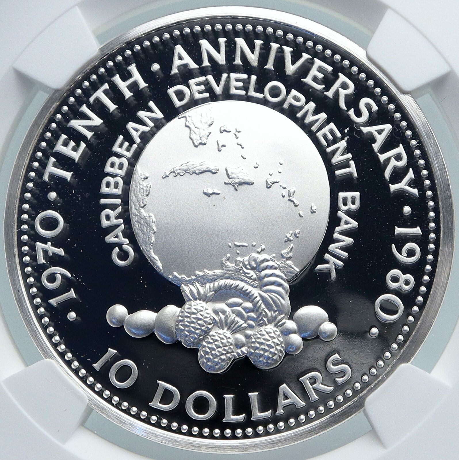 1980 JAMAICA Caribbean Development Bank VINTAGE PROOF SILVER $10 Coin NGC i87835