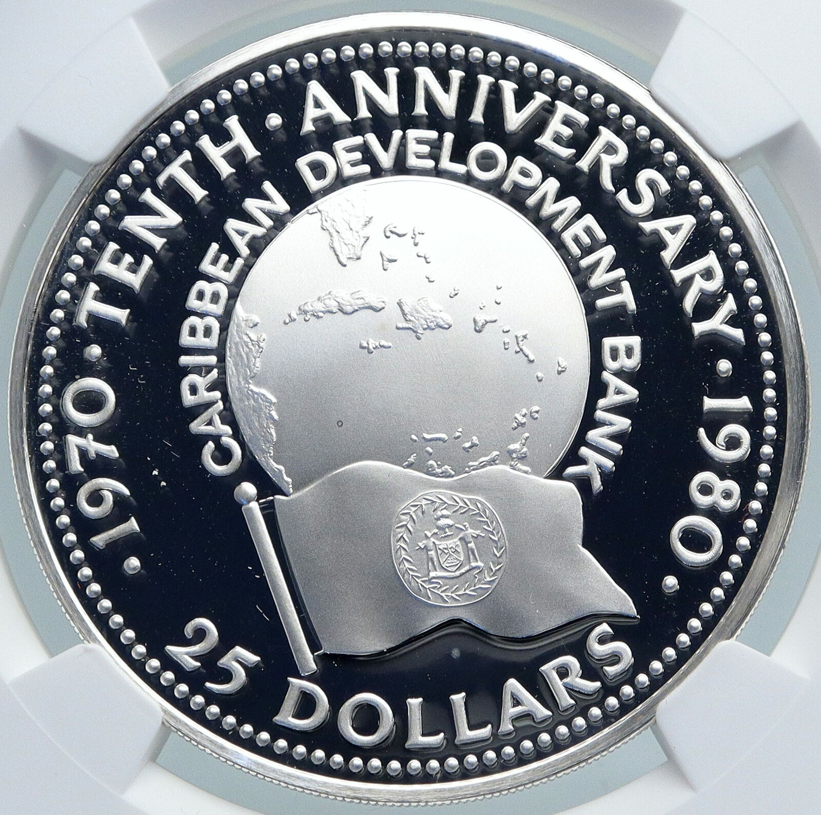 1980 BELIZE Caribbean Development Bank VINTAGE Proof SILVER $25 Coin NGC i87836