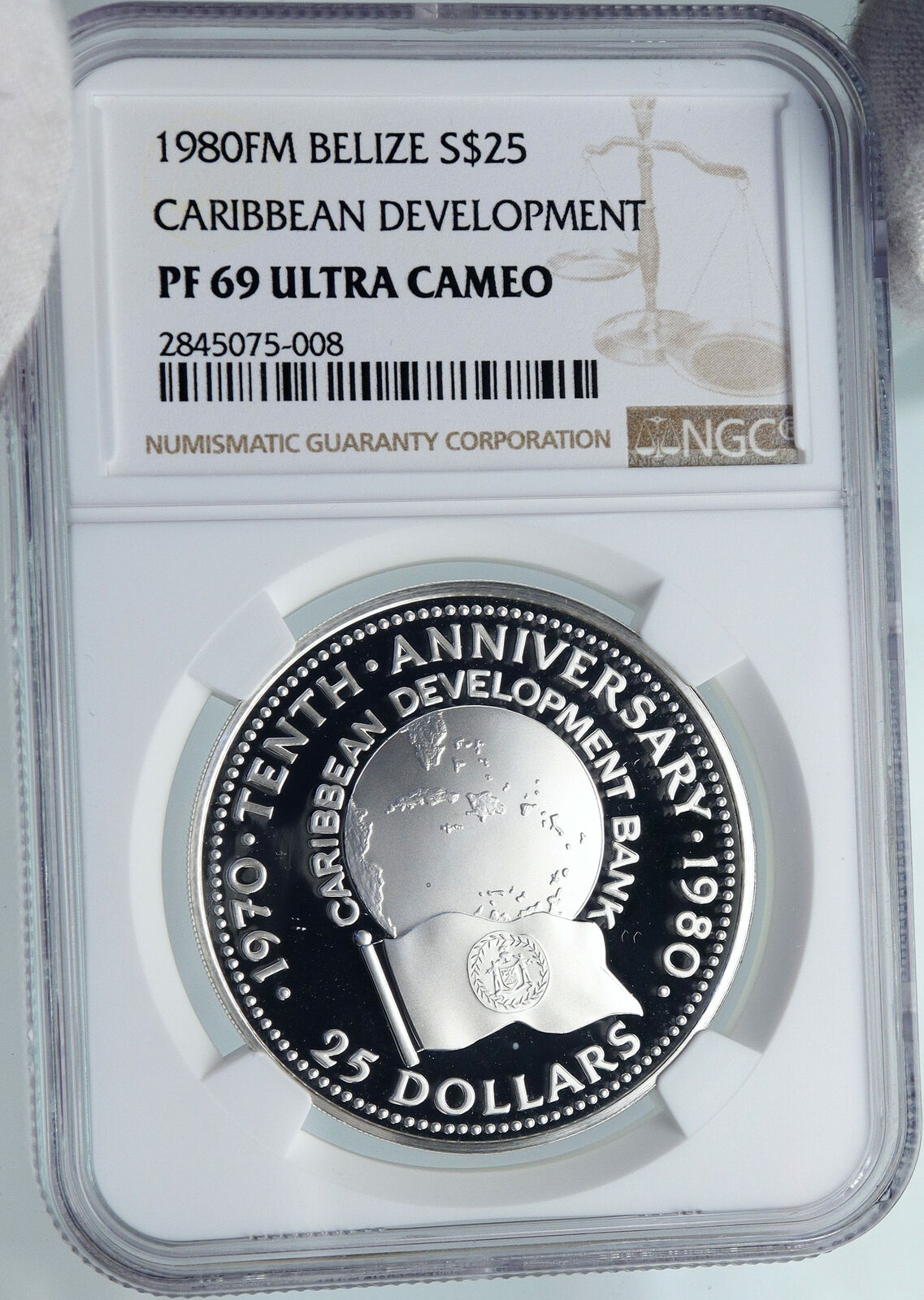 1980 BELIZE Caribbean Development Bank VINTAGE Proof SILVER $25 Coin NGC i87836