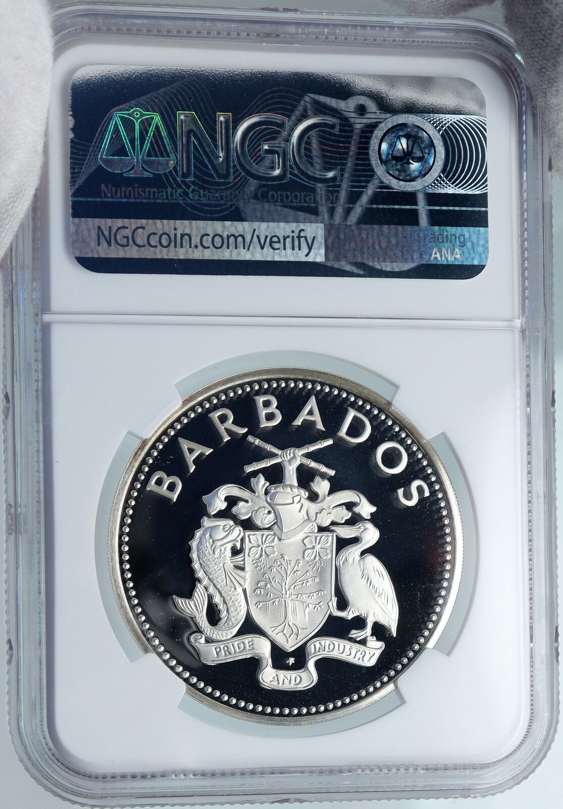 1980 BARBADOS Caribbean Development Bank VINTAGE Proof Silver 25 Coin NGC i87837