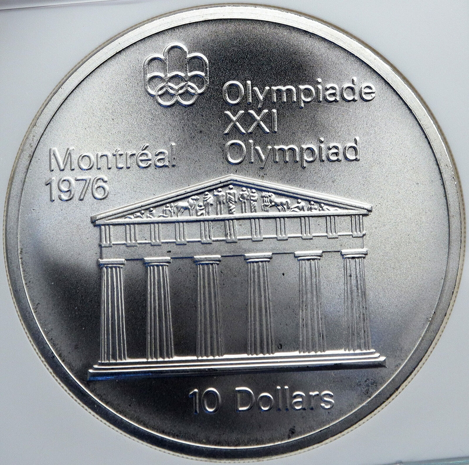 1974 CANADA UK Elizabeth II Olympics Montreal ZEUS TEMPLE Silver Coin NGC i87839