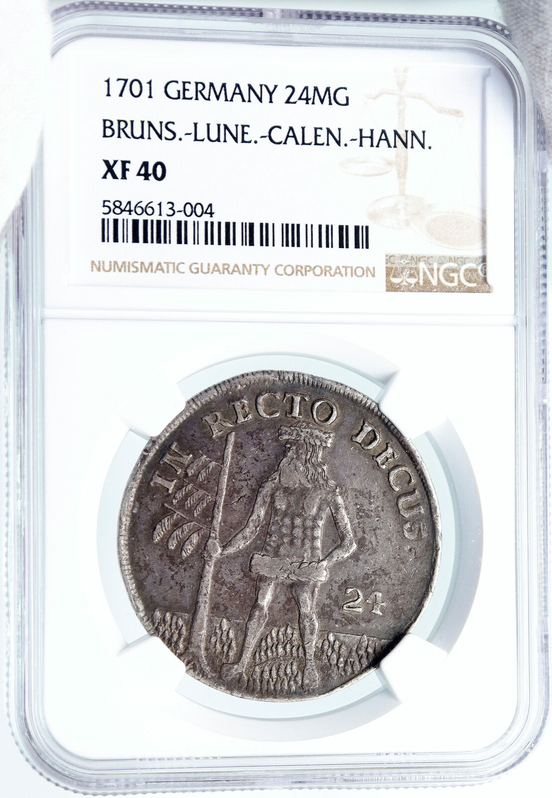 1701 GERMAN STATES Bruns Lune Calen Hannover 24 Mariengroschen Coin NGC i87859