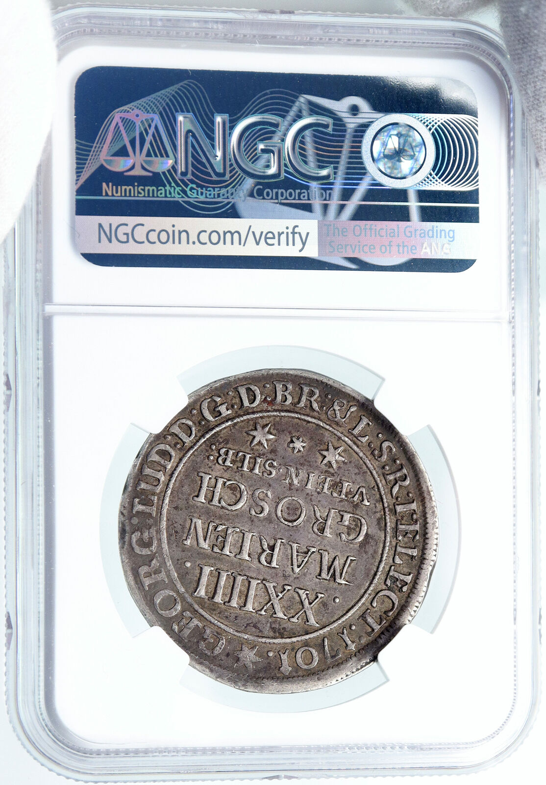 1701 GERMAN STATES Bruns Lune Calen Hannover 24 Mariengroschen Coin NGC i87859