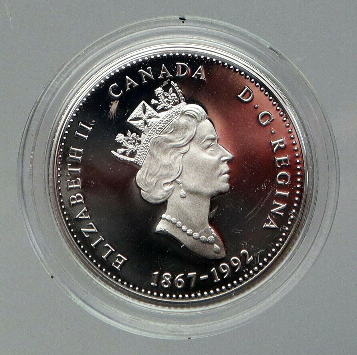 1992 CANADA SASKATCHEWAN Old Queen Elizabeth II Proof Silver 25 Cent Coin i92833