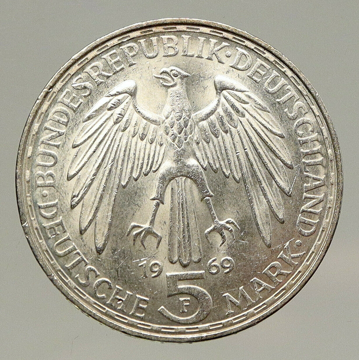 1969 F GERMANY GERARDUS MERCATOR Antique VINTAGE Proof Silver 5 Mark Coin i93211