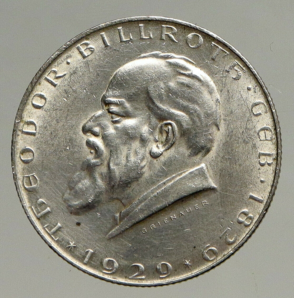 1929 AUSTRIA with Surgeon Theodor Billroth VINTAGE Silver 2 Shilling Coin i94125